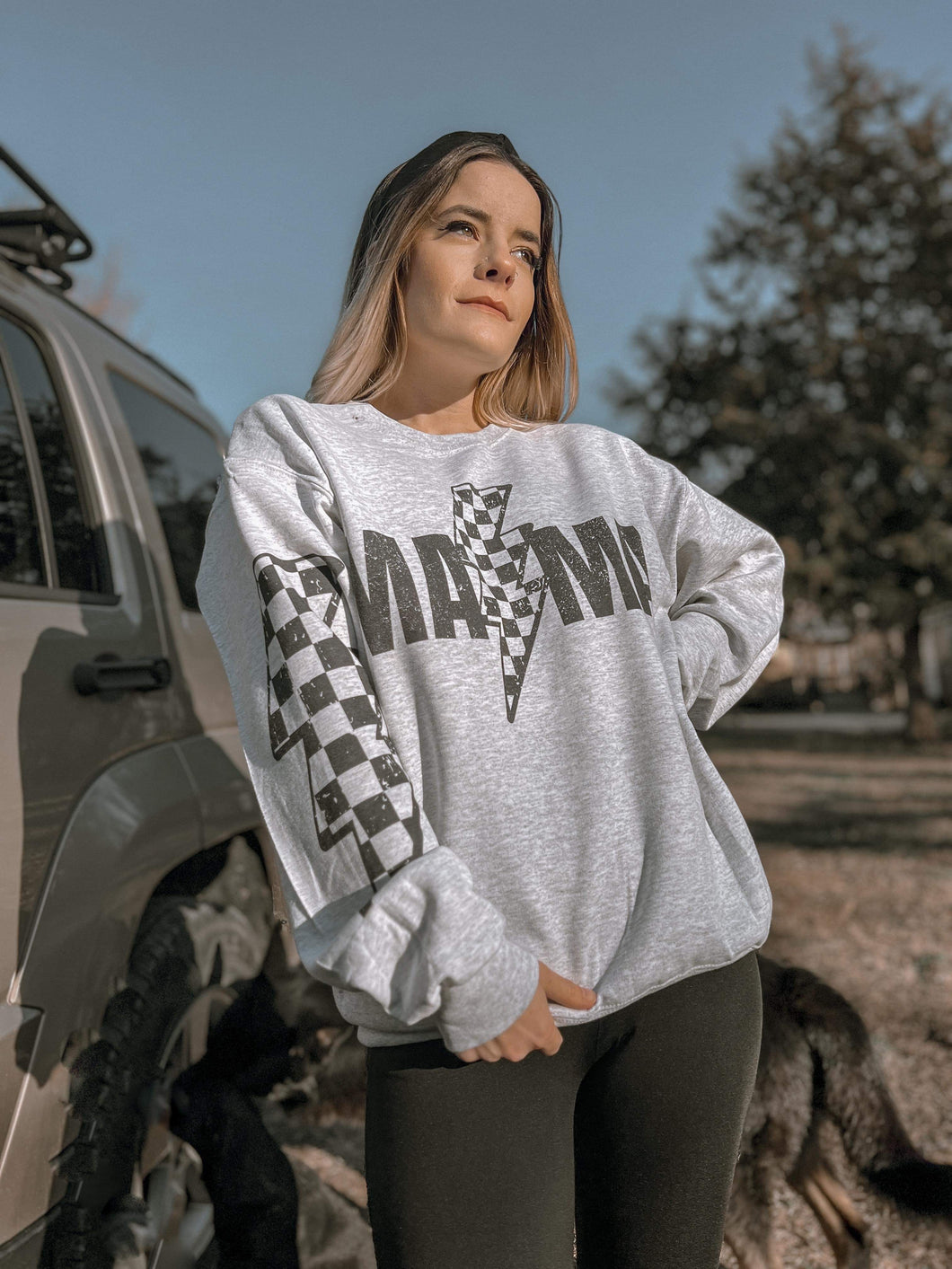 Checkered Mama- With Sleeve Design